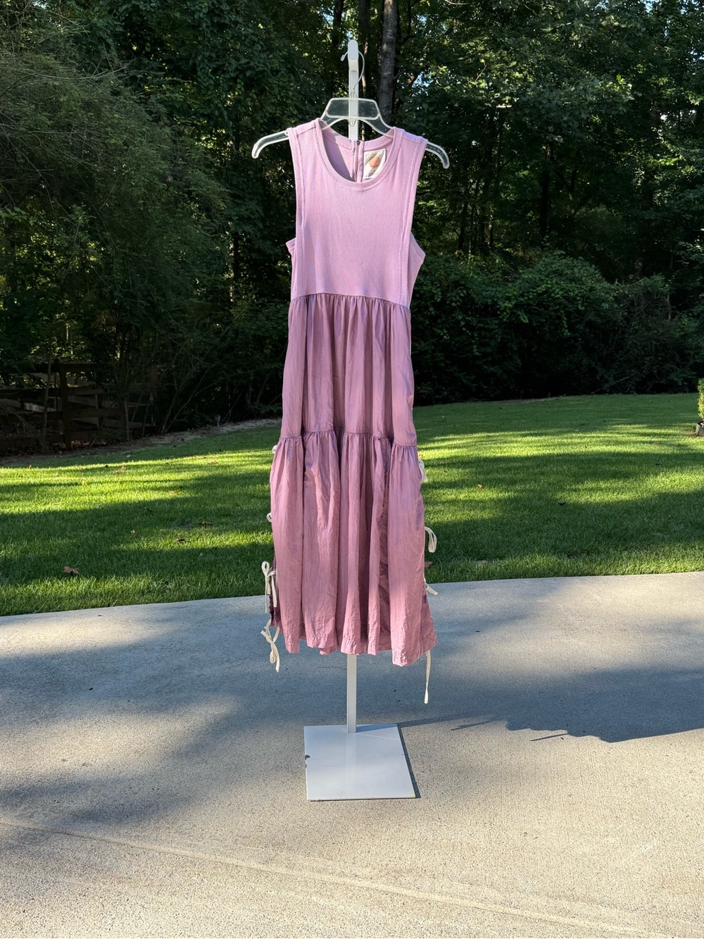 Daily Practice Sleeveless Tiered Midi Dress in Dusty Pink